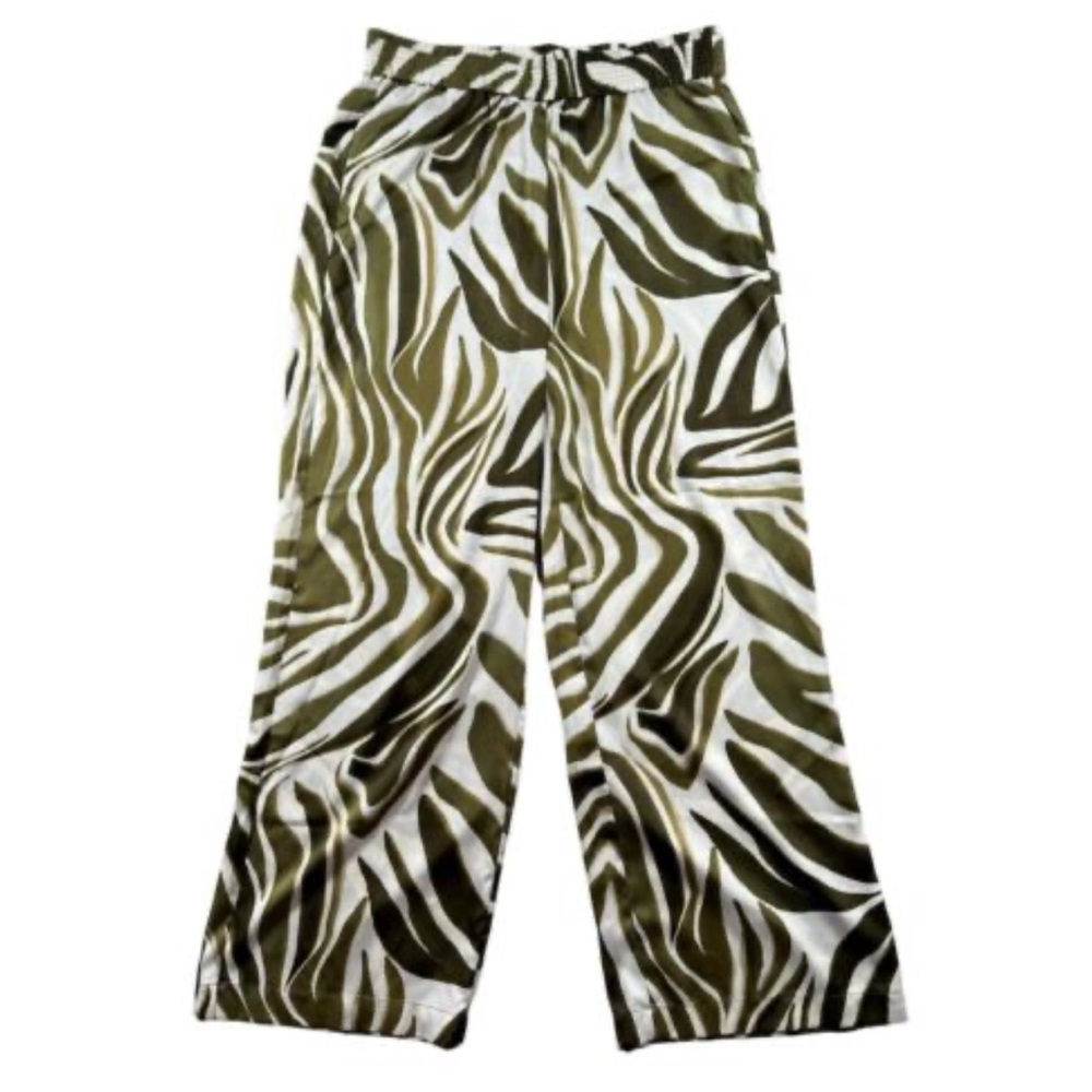 Joie Olive and White Wide Leg Pants